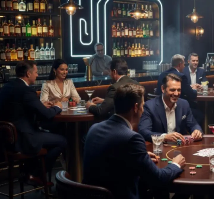 Atmospheric bar and poker night scene at Nightspot Lounge