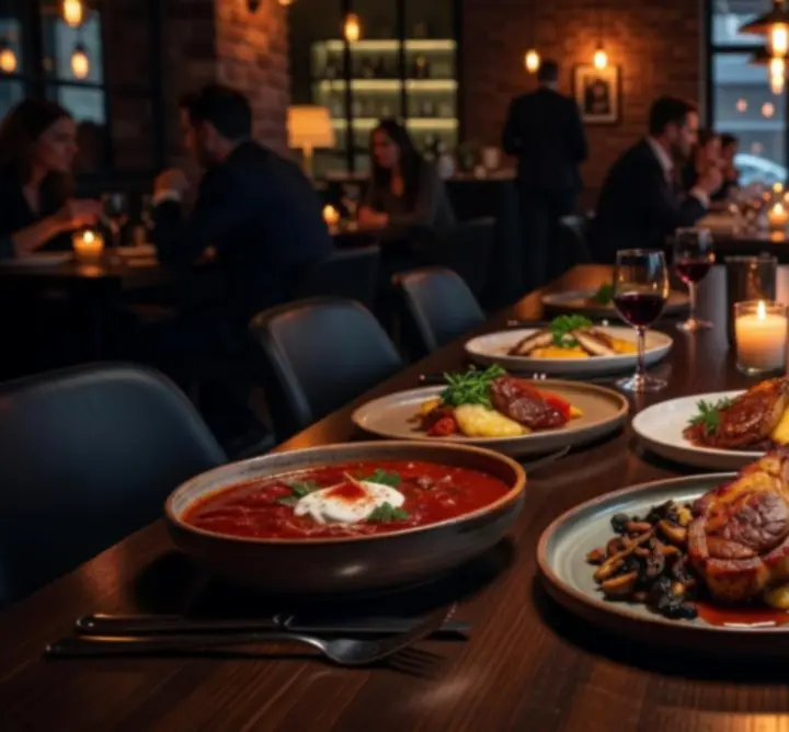 Moody, premium presentation of main courses at Red B.V. Nightspot Lounge